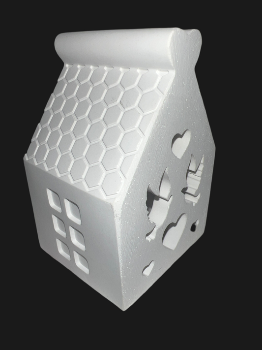 Deko - Haus „ FRIEDENSTAUBEN“ mit LED - Ballonlicht (bunt) mittlere Größe aus Keramik handgefertigt