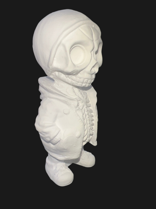 3-D Skelett Figur aus Keramik handgefertigt in der Farbe weiß