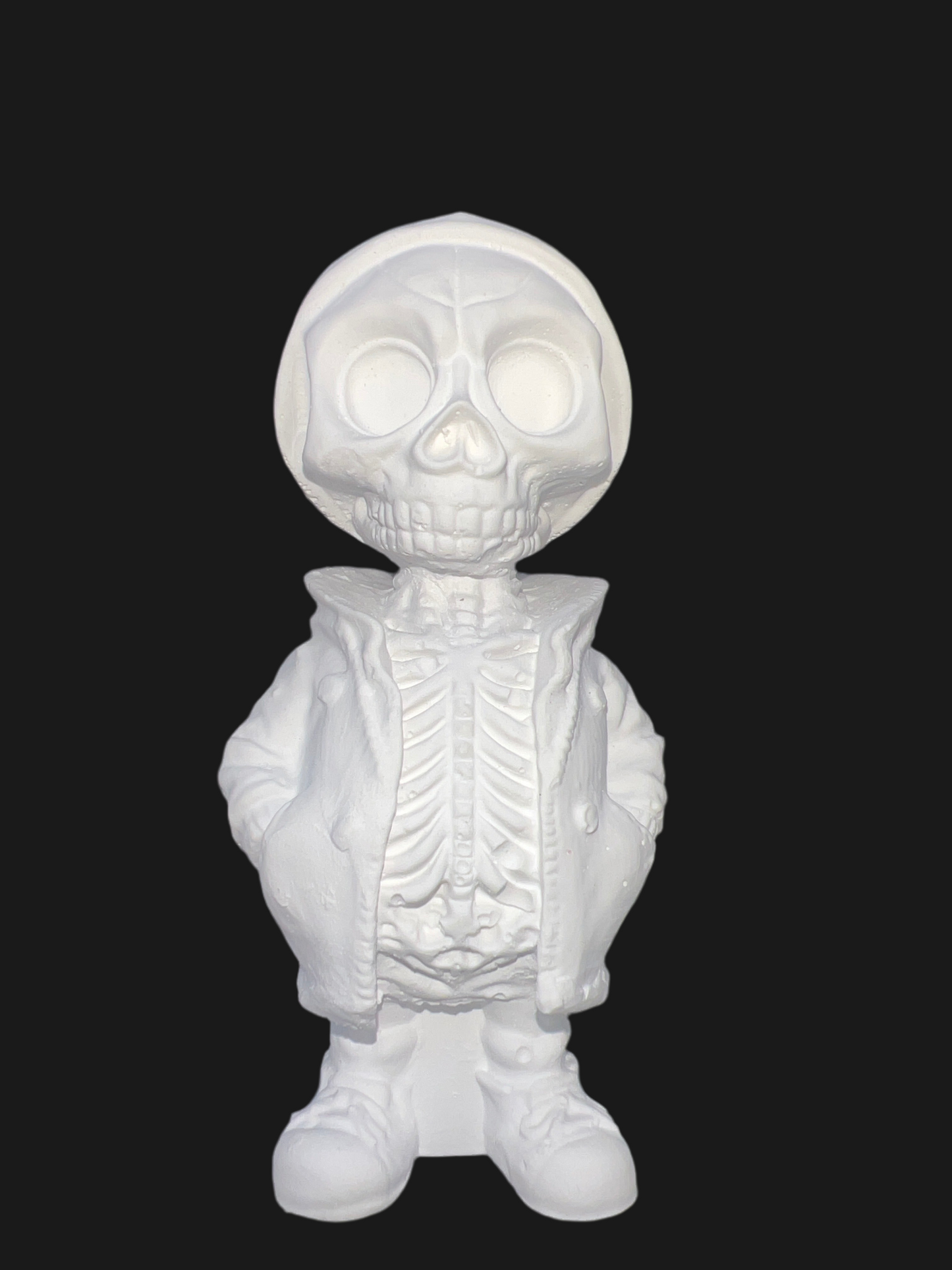 3-D Skelett Figur aus Keramik handgefertigt in der Farbe weiß