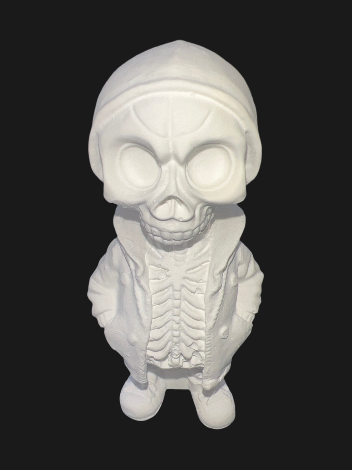 3-D Skelett Figur aus Keramik handgefertigt in der Farbe weiß