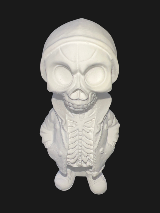 3-D Skelett Figur aus Keramik handgefertigt in der Farbe weiß