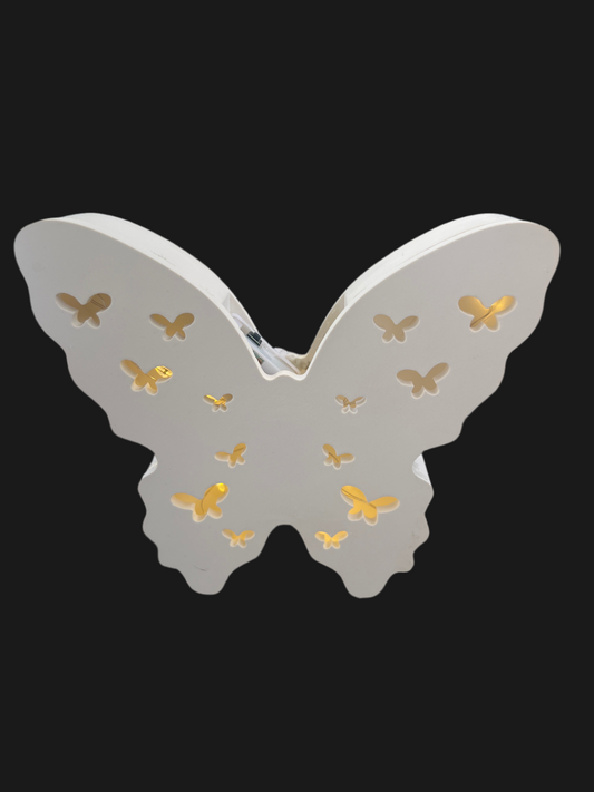 Schmetterling weiß Hohlraumfigur aus Keramik handgefertigt „butterfly“ mit LED- Beleuchtung