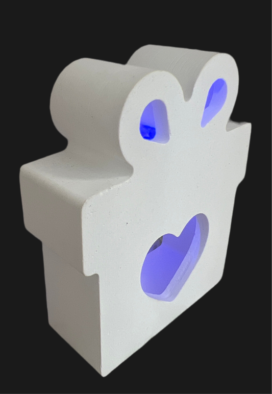 Deko Element „Geschenk“ *HERZ* mit LED-Ballonlicht in der Farbe blau