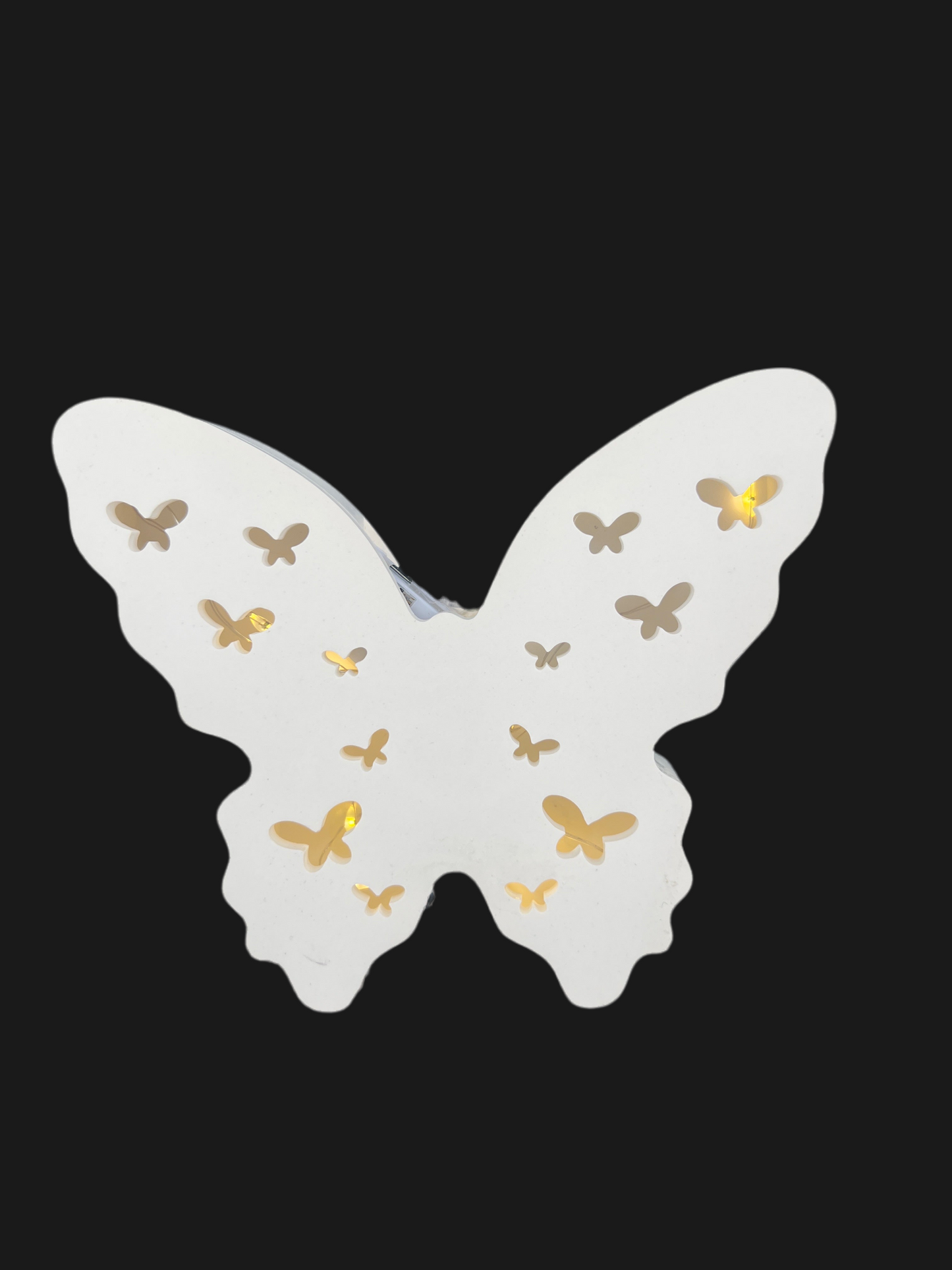 Schmetterling weiß Hohlraumfigur aus Keramik handgefertigt „butterfly“ mit LED- Beleuchtung